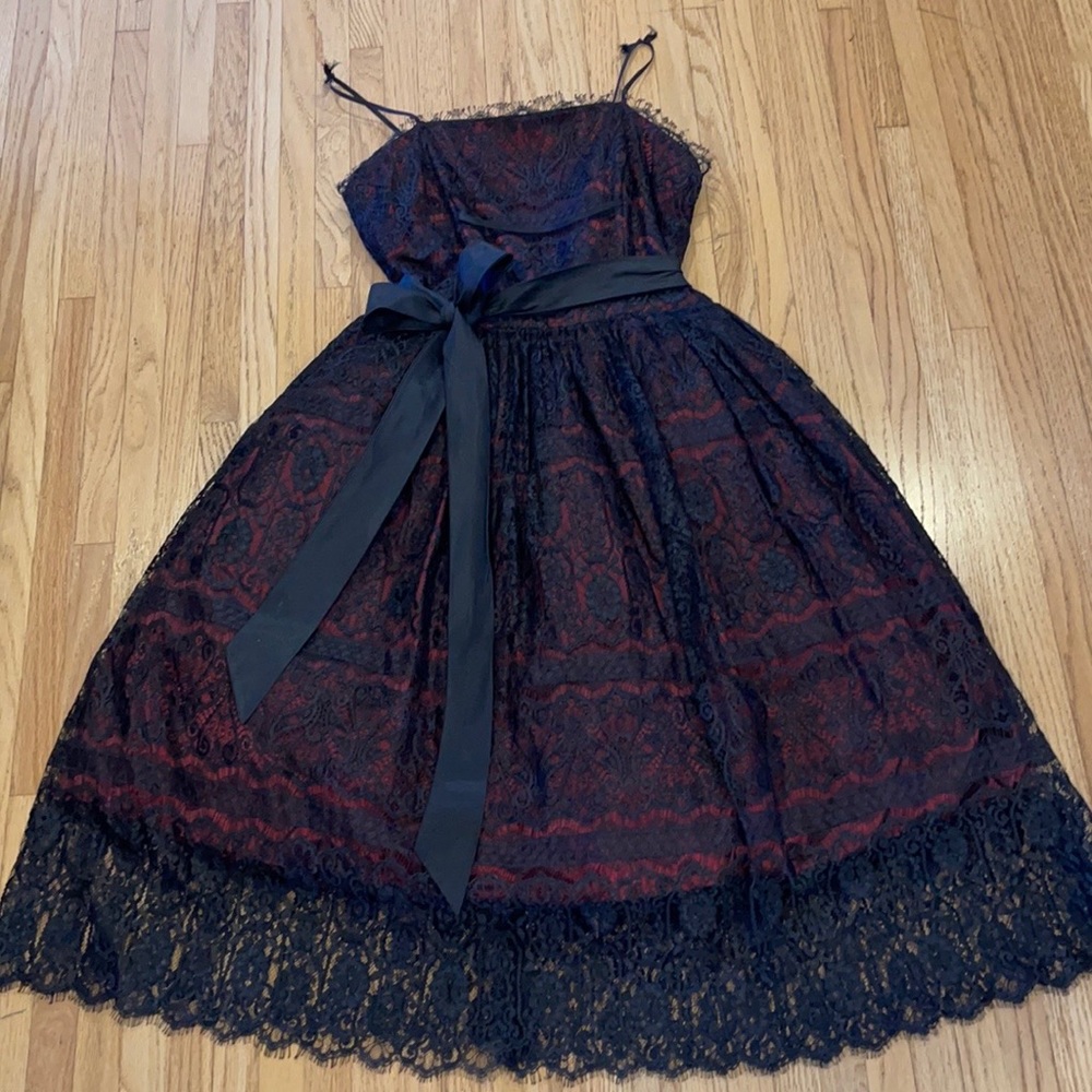 Marc Brouwer Black Lace over Red Taffeta